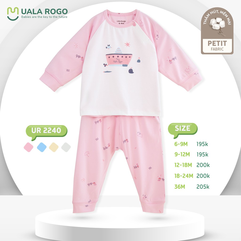 UR2240 Bộ dài tay cài vai Uala Rogo phối màu vải petit