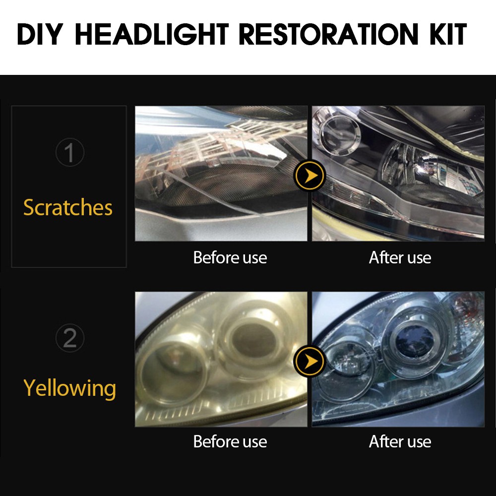 【Ready Stock】 Professional Headlight Repair Kit DIY Headlight Brightener Car Care Repair Kit Head Lens Cleaning (Manual) 【LiveliHood】