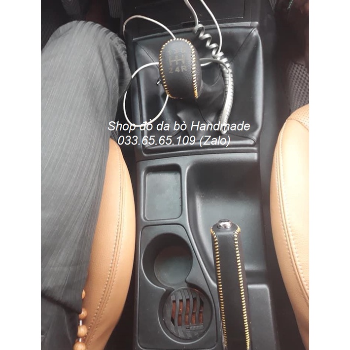 Bọc da cần số phanh tay Mitsubishi Attrage, mirage, triton, pajero số sàn da bò, bảo hành 12 tháng, nhiều mầu