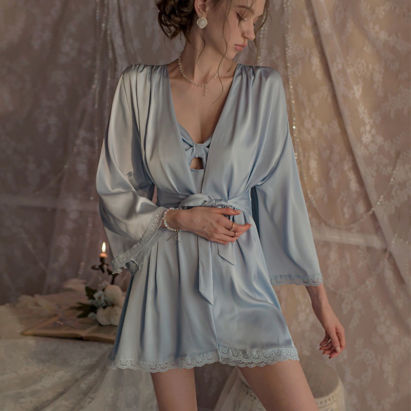 Bộ Đồ Ngủ Hai Món Vải Ren Màu Trơn Gợi Cảm Thời Trang Xuân Hè 2022 Mới Cho Bạn Gái