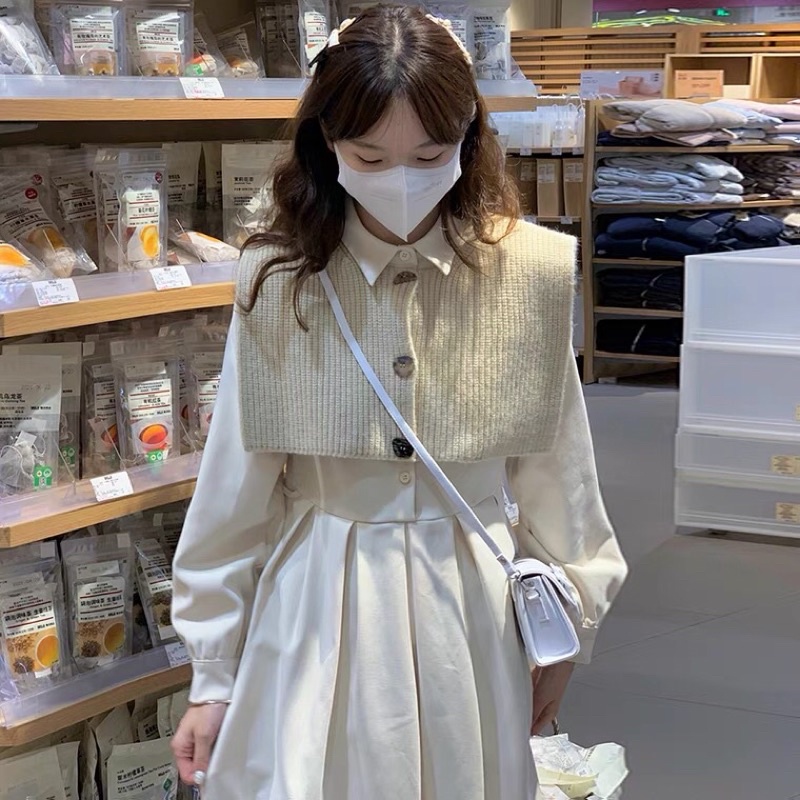 (Order) Váy xếp Ly dài+Yếm len