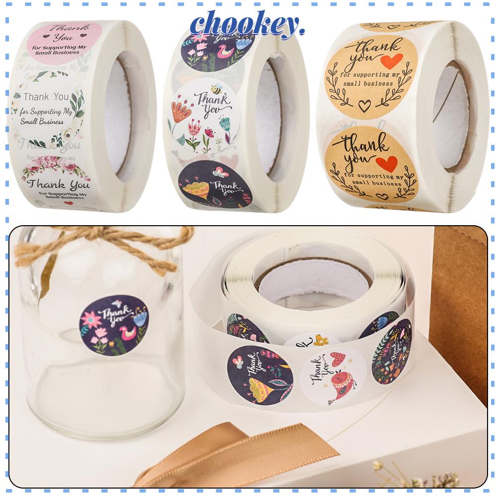 Cuộn 500 Nhãn Dán In Chữ Thank You Bằng Giấy Kraft Trang Trí Túi Bánh Kẹo Tự Dính Cho Tiệc Cưới