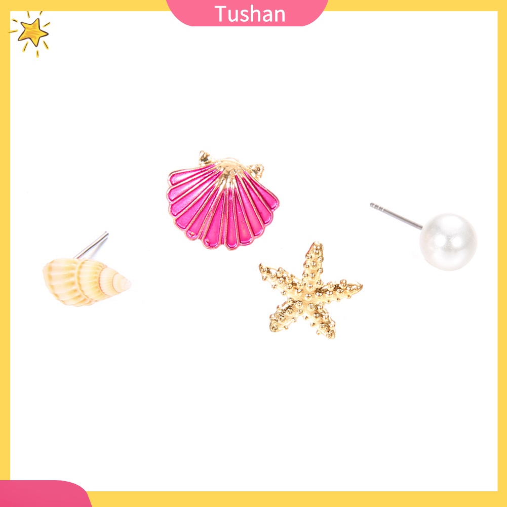 Bộ 4 khuyên tai nữ phong cách bãi biển xinh xắn