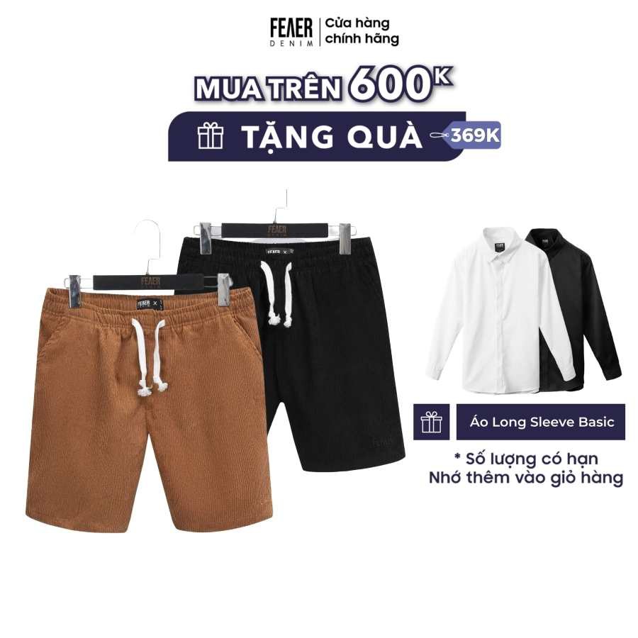 Quần nhung nam ngắn họa tiết Budge Short 100% chất Nhung Gân thoáng mát, ít nhăn - FEAER DENIM | BigBuy360 - bigbuy360.vn