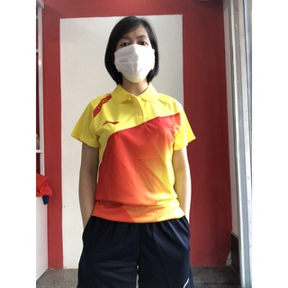 Áo cầu lông nữ Lining 3001 ( xanh - vàng - trắng)