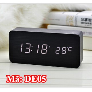 Đồng hồ để bàn điện tử LED gỗ cao cấp (có Lịch và Nhiệt độ)