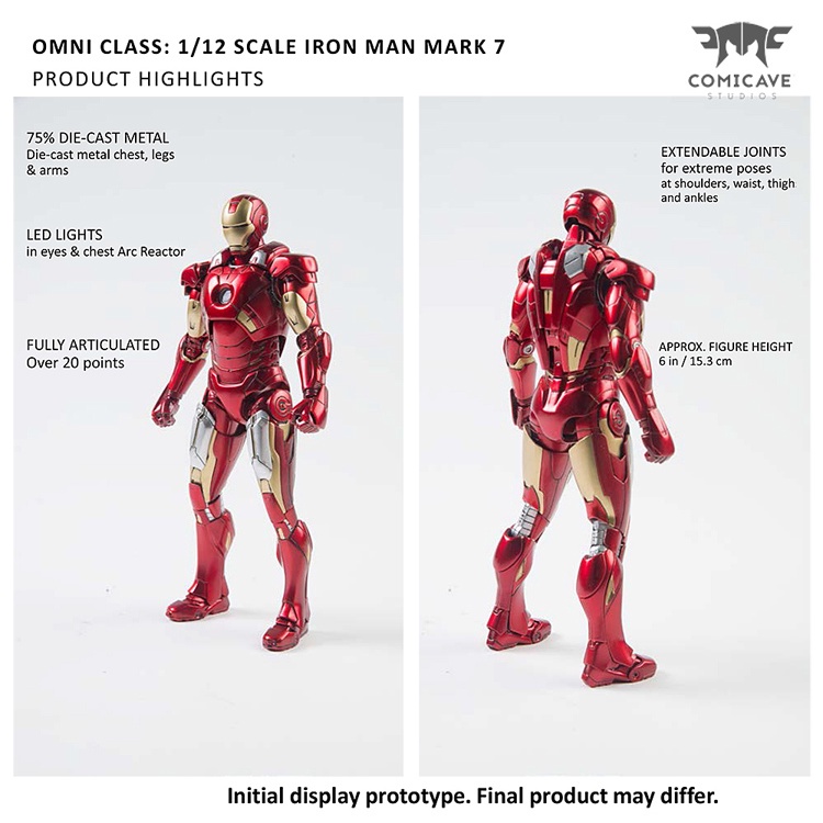 Mô hình Chính Hãng Comicave x Marvel Iron Man Mark 7 MK7 1/12