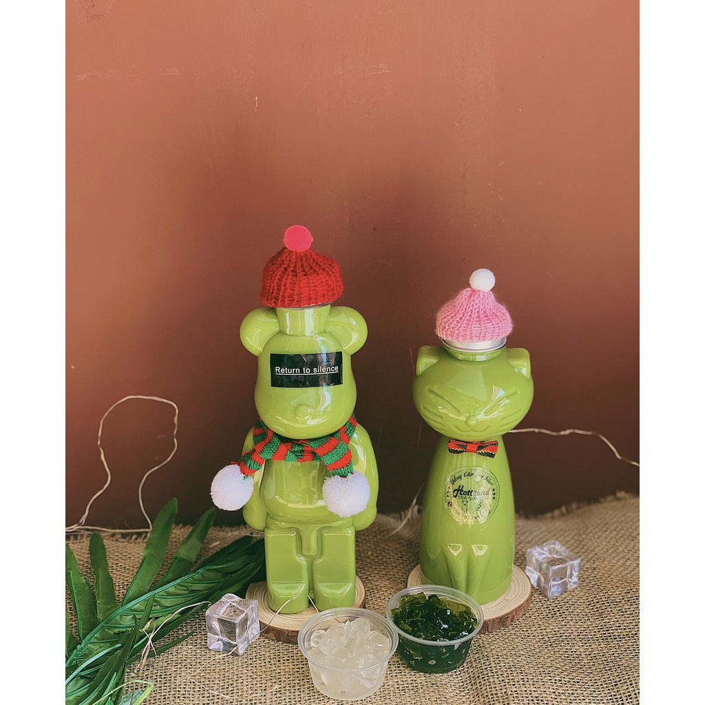 Giá Sỉ: Thùng 50 Chai Nhựa PET Nhân Vật Cao Cấp Mẫu Hình Con Mèo 500 ML