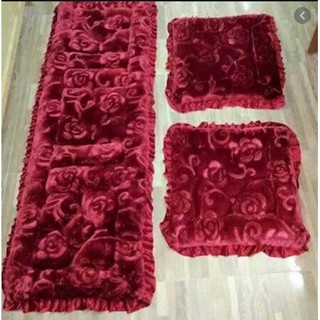 Bộ 3 thảm trải ghế sofa, ghế gỗ ấm áp cho mùa thu đông, họa tiết vân nổi sang xịn, chống xê dịch khi ngồi