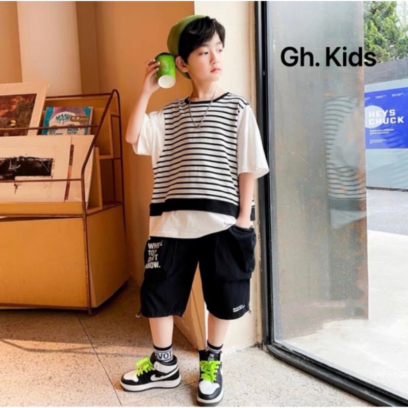 Bộ sọc bé trai hiphop cá tính ngầu chất bé 8-24kg