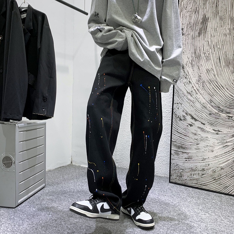 Quần Jeans Dài 9 Tấc Dáng Rộng Phong Cách Đường Phố Hong Kong Thời Trang Xuân Thu Cho Nam