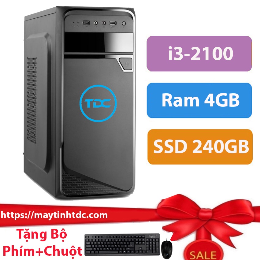 Máy tính để bàn MAX PC CPU Core i3 2100/2120 Ram 4GB SSD 240GB + Qùa tặng bộ phím chuột, bàn di chuột