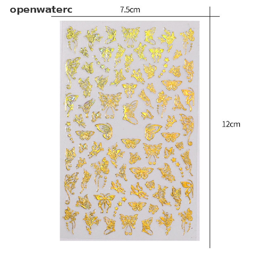 [Hàng mới về] Tờ miếng dán trang trí nghệ thuật móng tay họa tiết bướm laser DIY