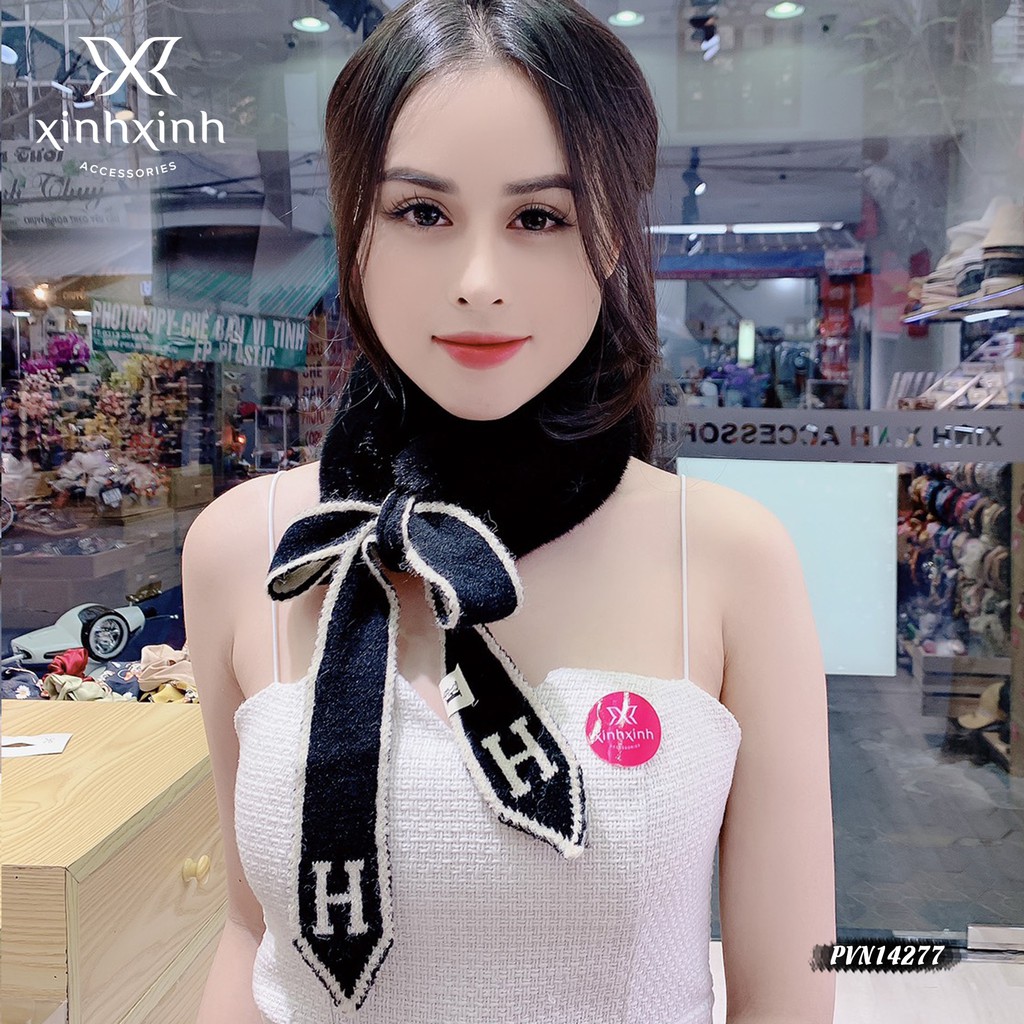 Khăn quàng cổ lông len chữ H đuôi nơ thời trang cho bạn gái - Xinh Xinh Accessories