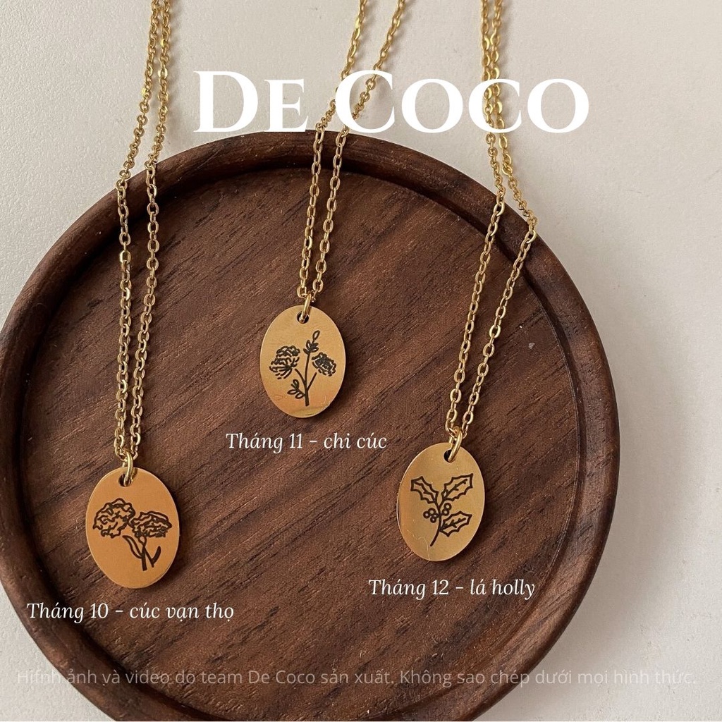 [KHÔNG ĐEN GỈ] Vòng cổ titan sinh nhật, dây chuyền hoa làm quà tặng, Birthday Necklace De Coco