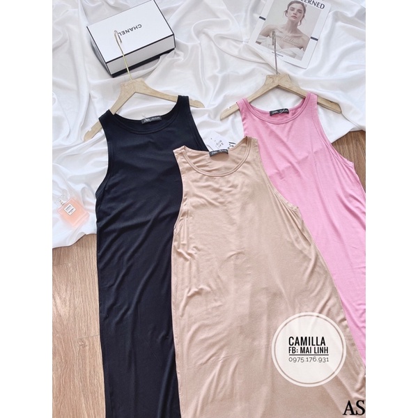 Đầm suông sát nách 3 màu chất thun lạnh