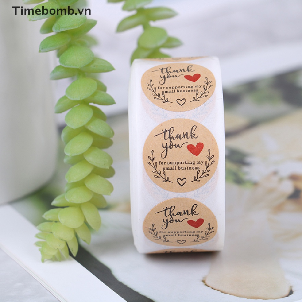 Set 500 Miếng Dán Tròn In Chữ Thank You Trang Trí Thủ Công