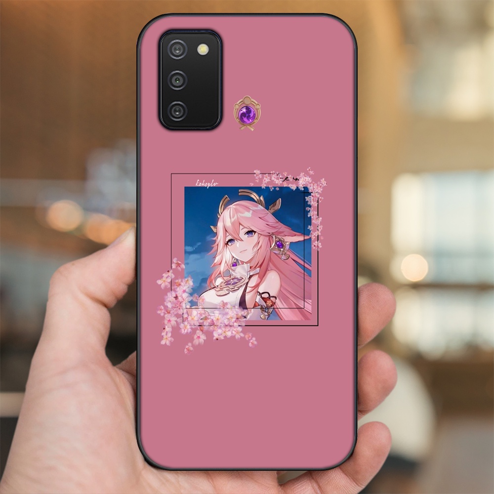 Ốp lưng Samsung A03S viền đen in hình Yae Miko Genshin Impact