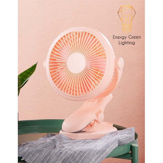 Quạt Kẹp Mini Energy Green Lighting Sạc Tích Điện Đa Năng JD-298 - Chuyên dùng cho xe đẩy em bé - Văn phòng công sở