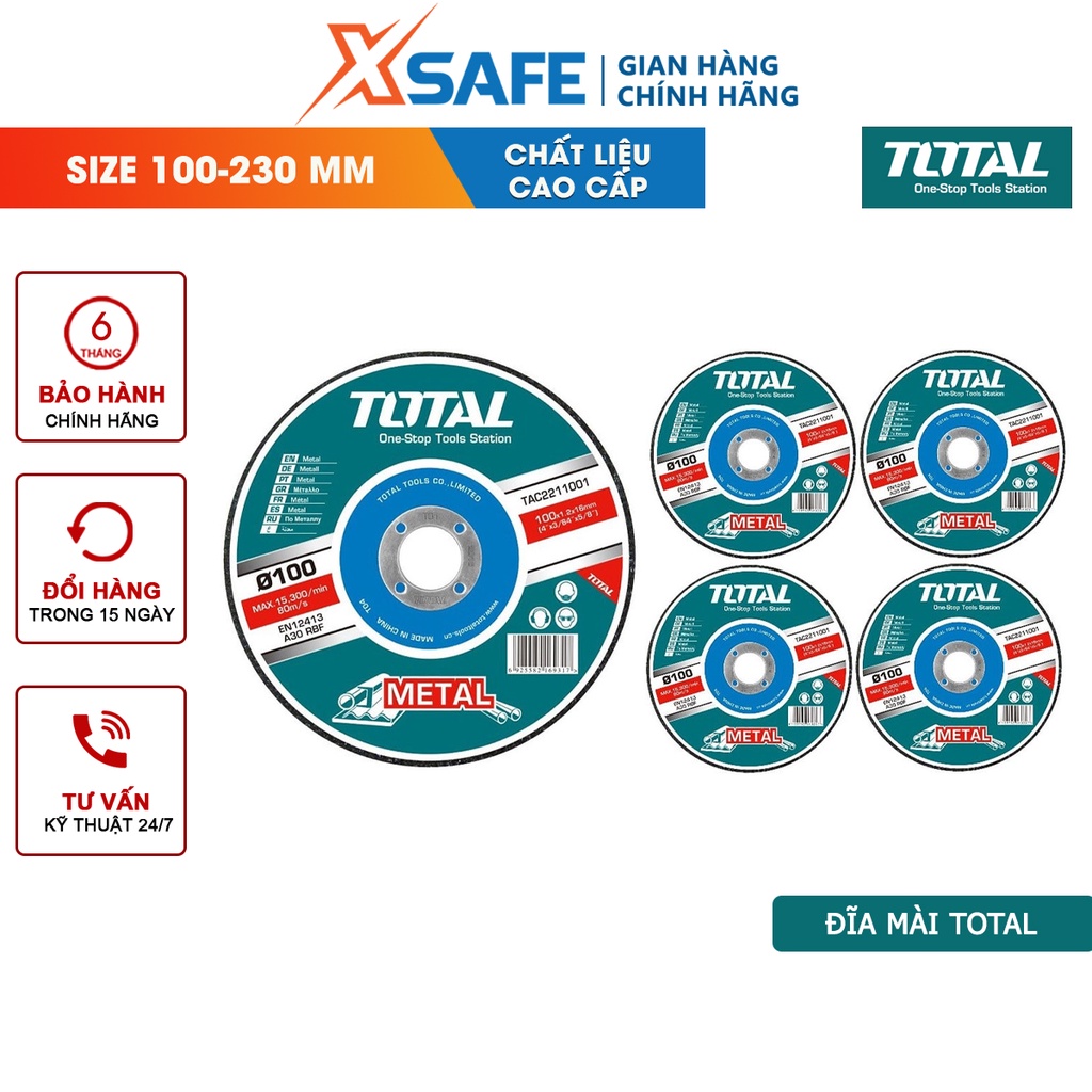 Đá mài kim loại TOTAL Đĩa mài đa kích thước dùng làm mài mòn, nhẵn mịn bề mặt đồ vật
