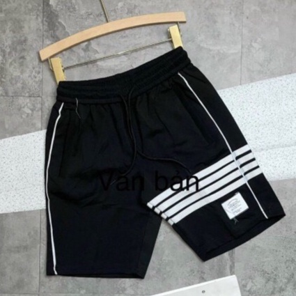 Quần short nam sọc trắng vải cotton co giãn tập thể thao hay mặc nhà