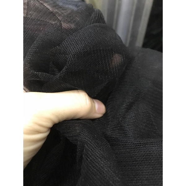 Vải voan lưới màu đen co dãn mềm mịn đẹp may đầm váy,áo kiểu thời trang