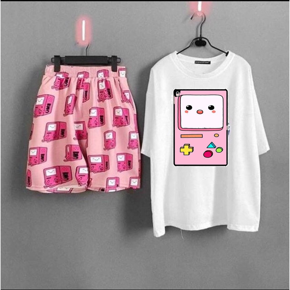 Set áo BMO đen + quần short cartoon BMO unisex