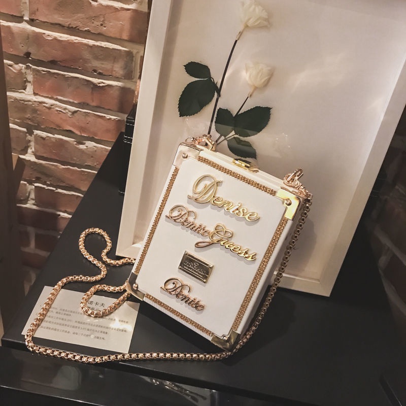 Túi đeo vai hình vuông nhỏ in chữ thời trang retro mới 2021 cho nữ