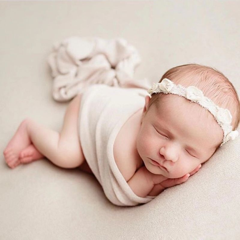 Set 3 Món Gồm Khăn Quấn Đuôi Thắt Nút + Mũ Cotton Mềm + Gối Dùng Làm Phụ Kiện Chụp Ảnh Cho Bé Sơ Sinh