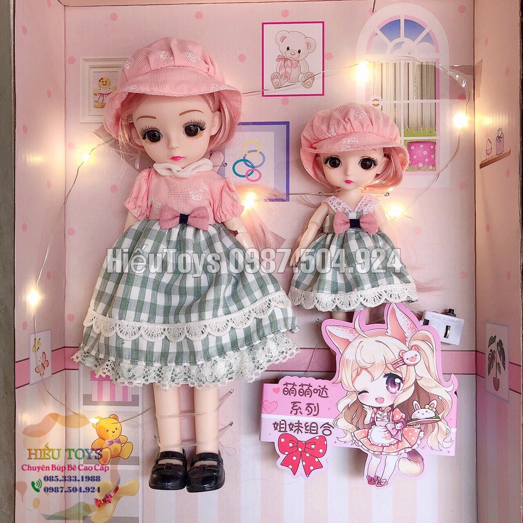 Búp Bê Barbie  Chị Em 30cm,16cm Có Khớp Váy Xinh Đồ Chơi Búp Bê Cho Bé Gái Từ 1 Đến 6 Tuổi