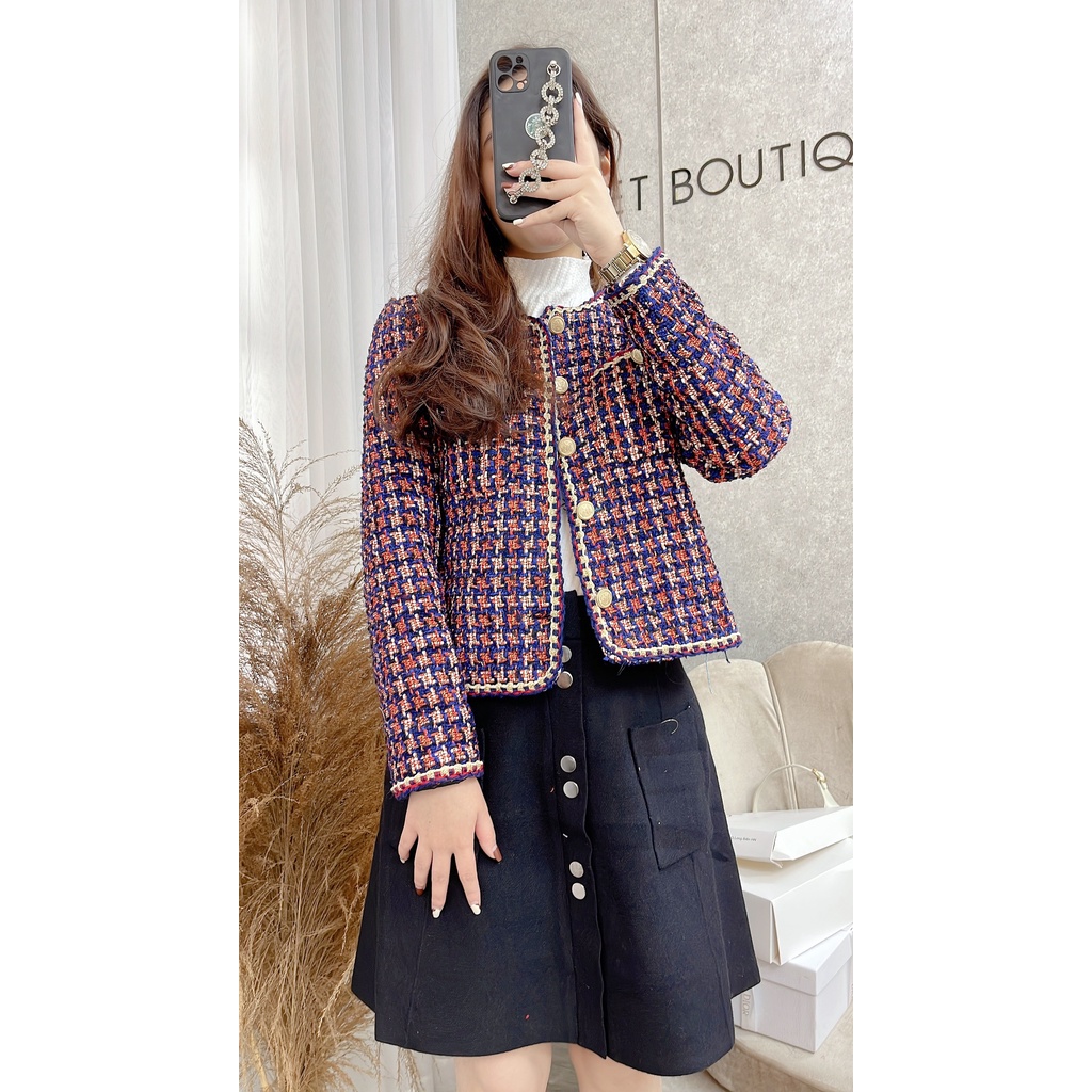 Áo dạ tweed kẻ thời trang nữ by Mullet