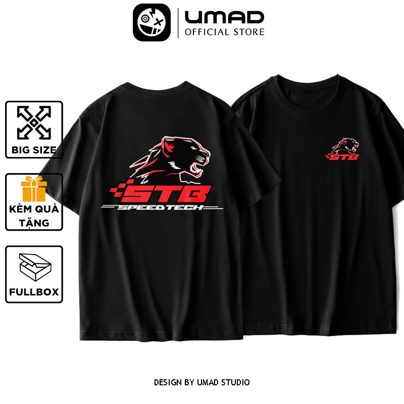 Áo thun nam UMAD racing boy STB phản quang 7 màu cổ tròn tay ngắn màu đen có size 4XL 100kg mẫu Biker xe độ xe đua rcb