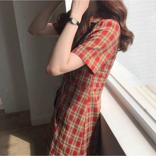 Váy nữ kẻ sọc cổ điển kiểu Pháp mỏng mới