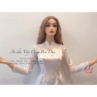 Áo dài may sẵn học sinh nữ sinh màu trắng gấm LV