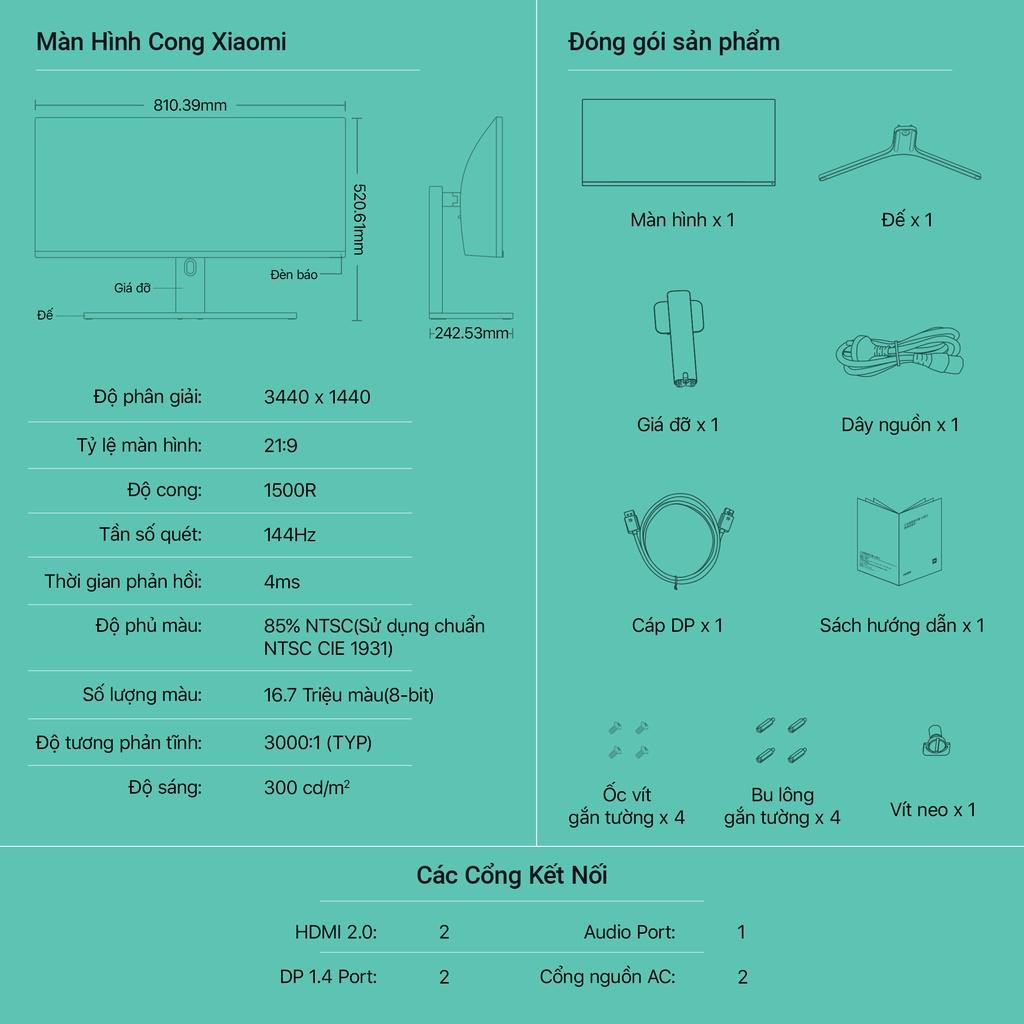 Màn hình máy tính XIaomi 34 inch cong  Xiaomi Mi Curved Gaming Monitor 34 inch siêu rộng siêu nét - Minh Tín Shop