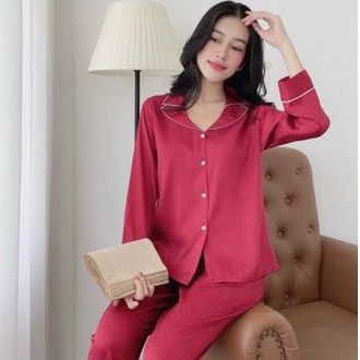 Đồ Bộ Pyjama Đồ Mặc Nhà Gấm Cao Cấp Quần Dài Tay Dài Hàng Có Size🎀Giảm 10K Đơn 200K