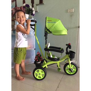 XE ĐẨY KIÊM XE ĐẠP 3 BÁNH CÓ MÁI CHE