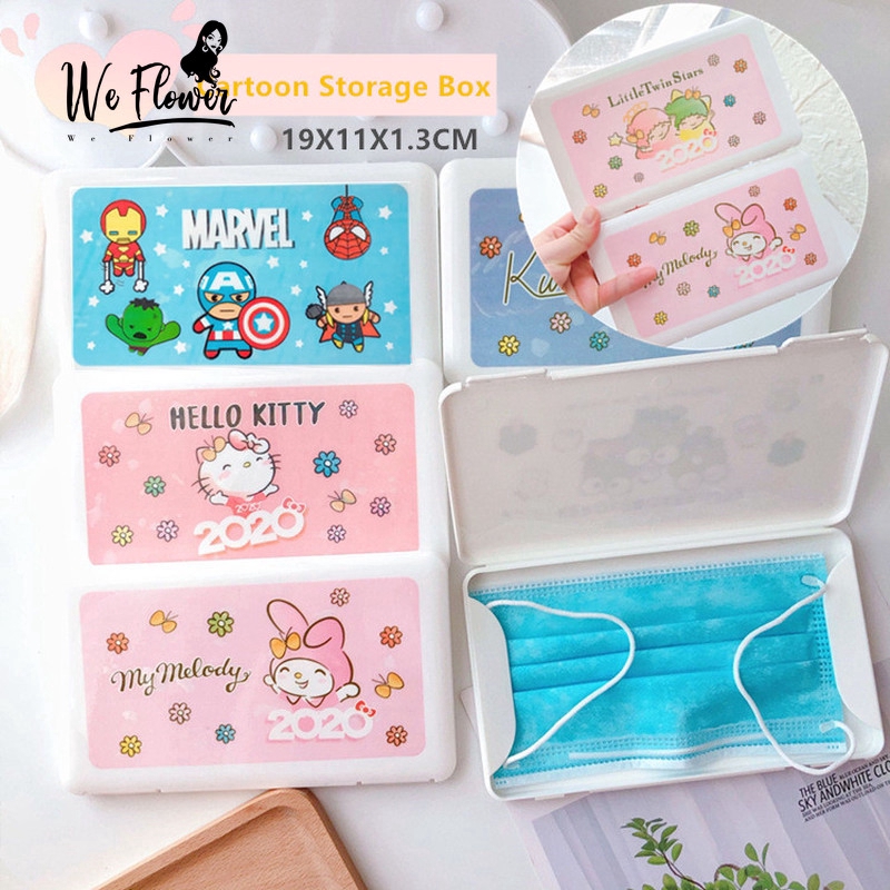 Hộp Nhựa Đựng Khẩu Trang Chống Bụi Họa Tiết Hello Kitty / Melody Đáng Yêu