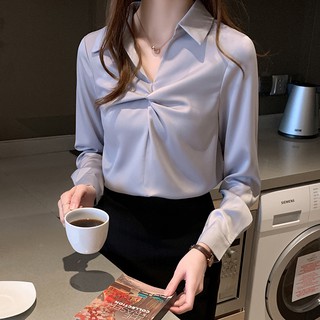 Áo sơ mi dài tay phong cách hàn quốc thanh lịch dành cho nữ