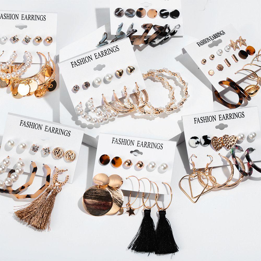 Bộ Khuyên Tai Tua Rua 37 Phong Cách|Khuyên Tai Chuỗi Đính Hạt Giả Ngọc Trai