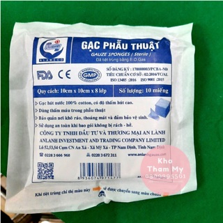 Gạc phẫu thuật tiệt trùng 10x10x8 lớp (Bịch 10 gói)