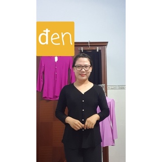 Bộ áo bà ba trơn kèm quần đen