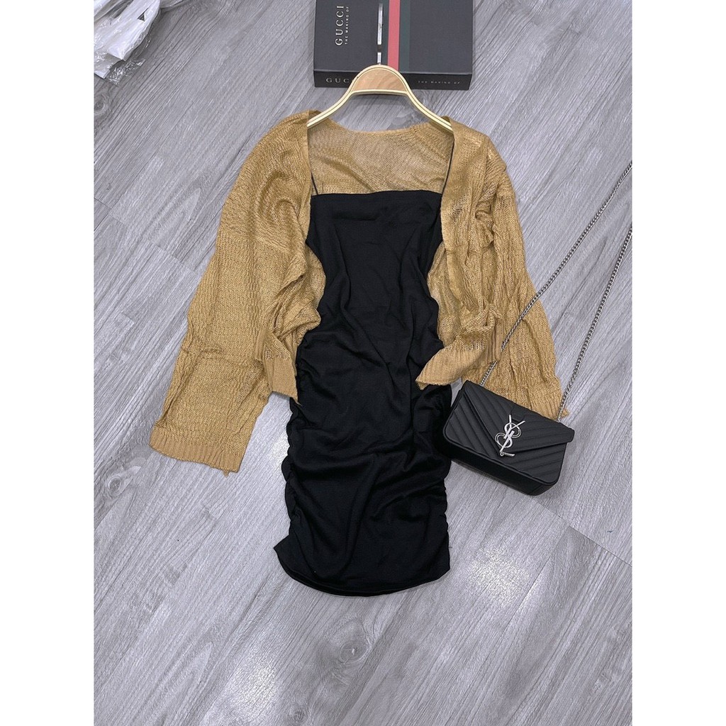 Đầm hai dây body nhúm sườn trơn cực xinh , chất thun bozip dày dặn mềm mịn