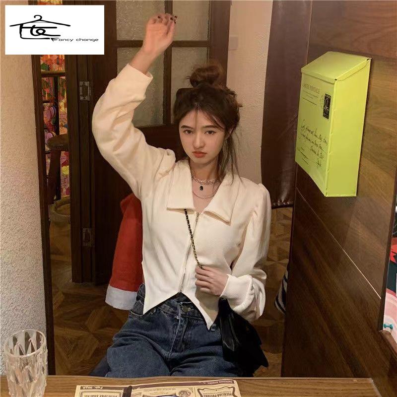 Áo Sơ Mi Ngắn Thoải Mái Phong Cách Retro Pháp Cho Nữ