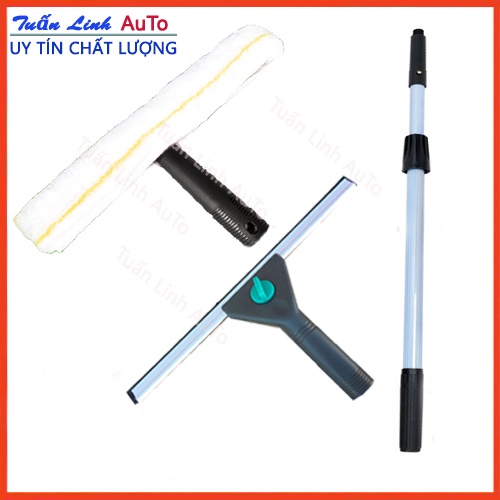 Bộ Lau Kính Cán Nhôm Nối Dài 1.2m + Gạt tay 35cm +1 Bông Thỏ 35cm Hàng Chuyên Dụng Gạt Sạch Trong Kính Độ Bền Cao