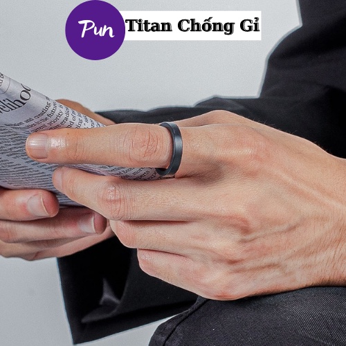 Nhẫn trơn nam nữ đen titan Unisex PUN thép không rỉ - Nhẫn Nam Phong Cách Hàn Quốc - Nhẫn Less Ring