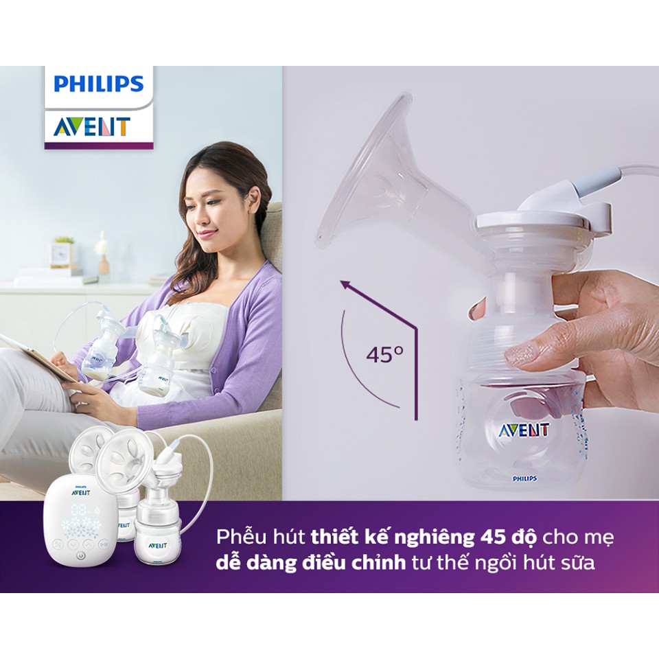 Máy hút sữa điện đôi Philips Avent. SCF 303/01