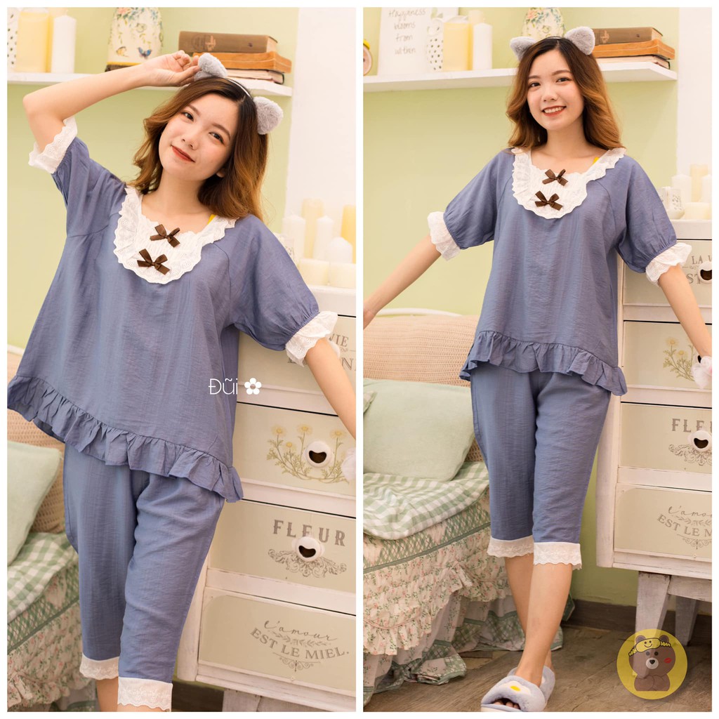 [HOT] Set bộ Tơ Đũi lửng phối ren đủ màu | BigBuy360 - bigbuy360.vn