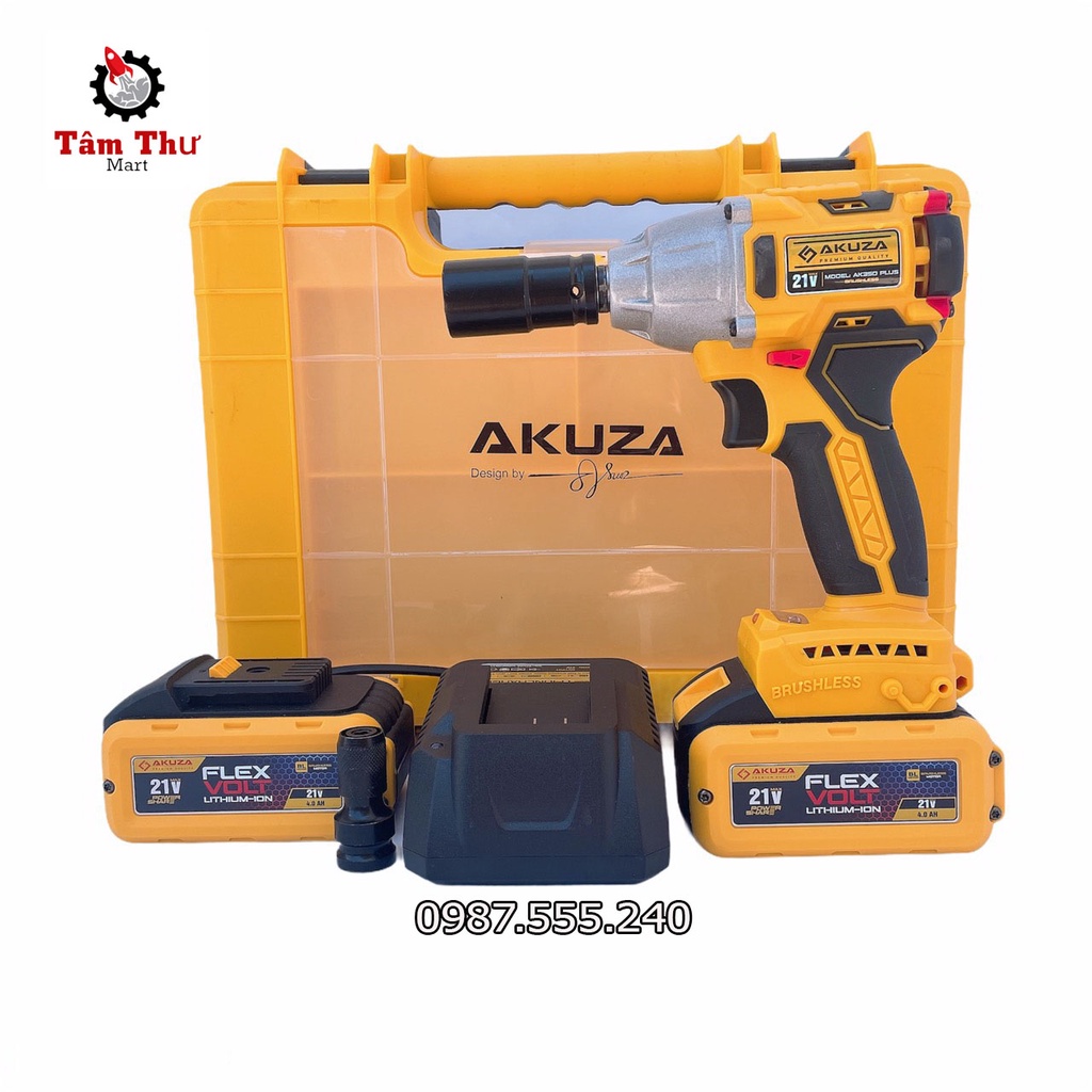 Máy Siết Bulong AKUZA 21V AK350 Không Chổi Than Hàng Chuẩn Chính Hãng