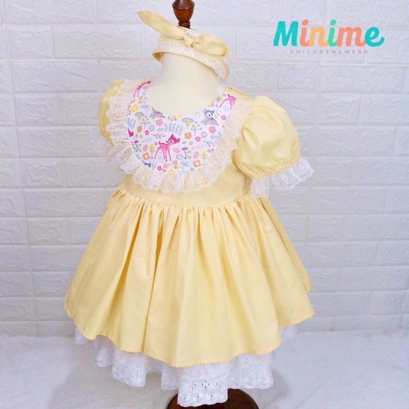 Váy lolita vàng chanh cho bé gái